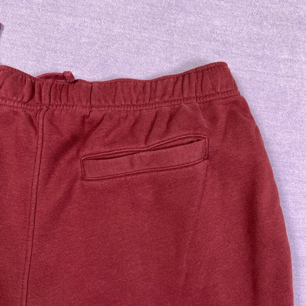 Vively Fleece Joggers Elastic Waist Mid Rise Sweatpants Mens Large Maroon Cotton